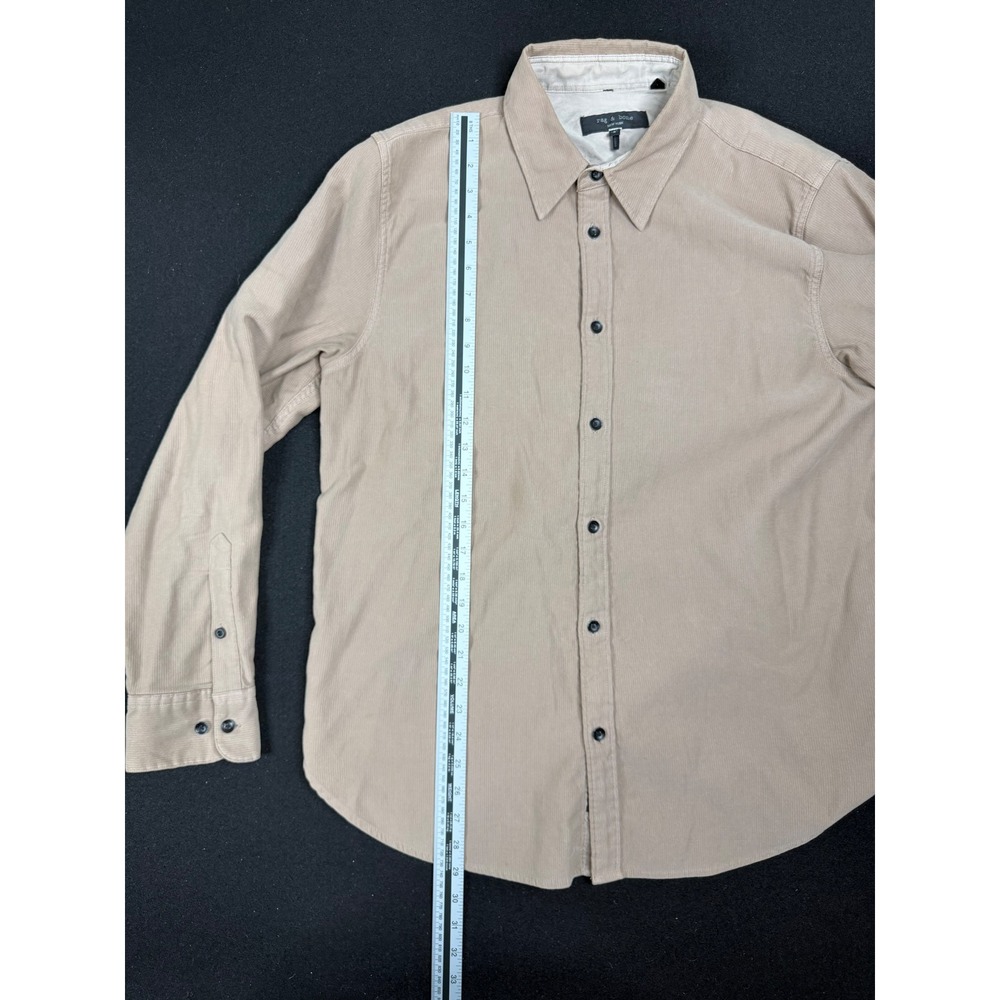 Rag & Bone Mens Large Tan Beige Fine Wale Corduroy Button Down Shirt - Picture 5 of 7